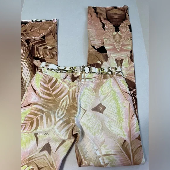 Vintage Robert Cavalli Pants Tropical Palm Leaf Print Sz Medium Italy - Picture 6 of 12